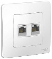 Розетка компьютерная с рамкой Systeme Electric Blanca 2-м. RJ45+RJ45 5e белый картинка